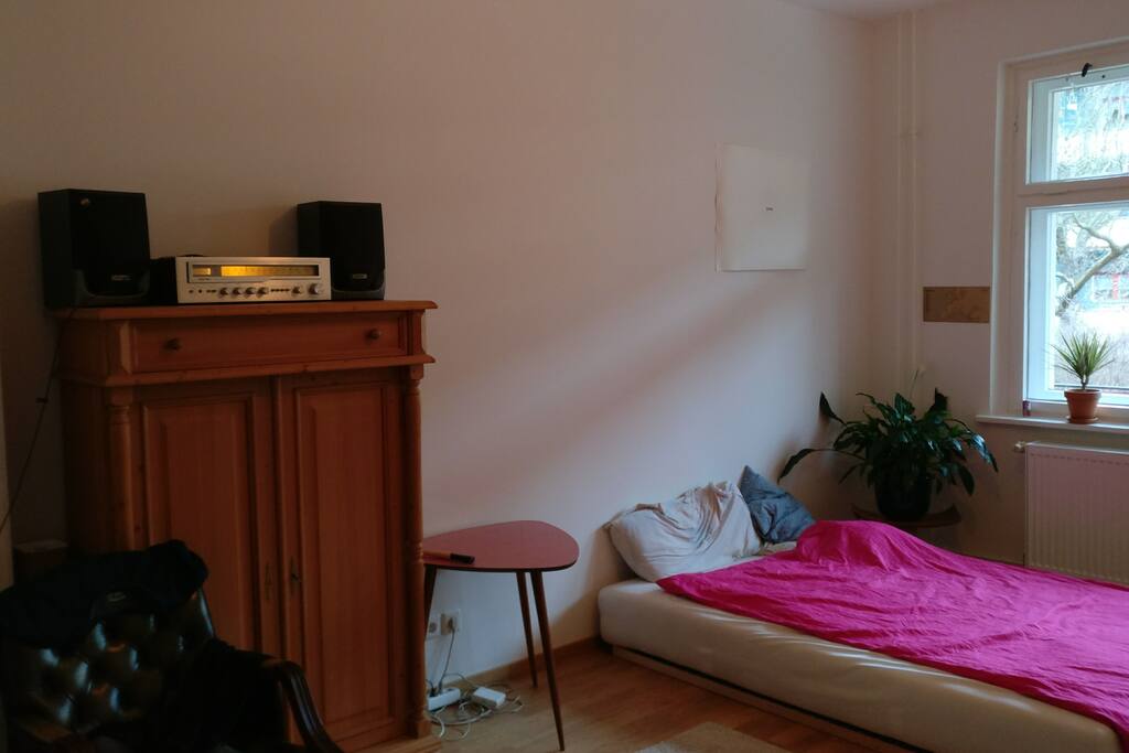 Closet for clothing with music installation