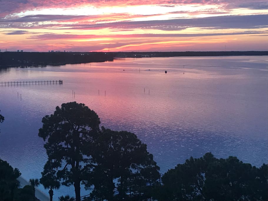 Sunset view from condo balcony