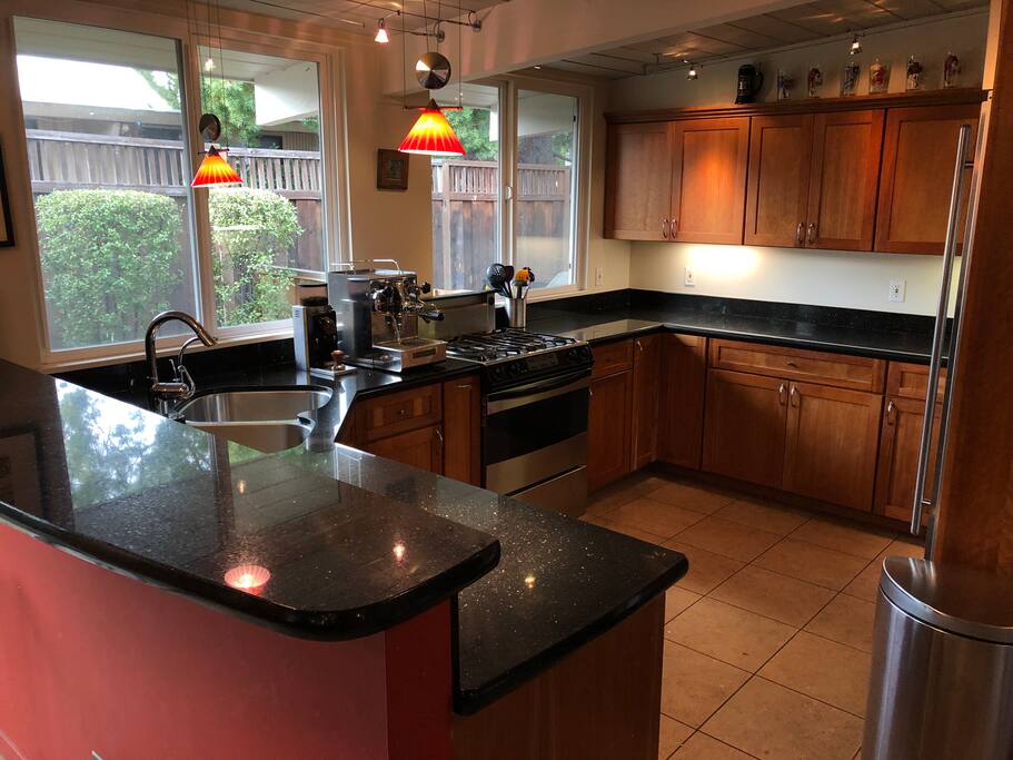 Modern kitchen with granite counters