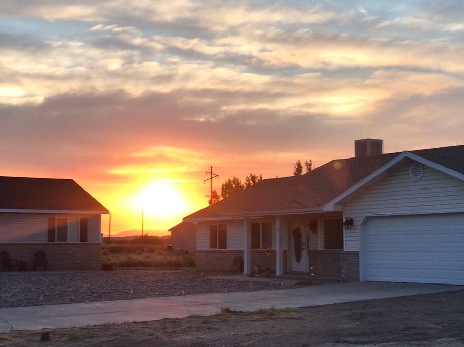 Our home at sunset.