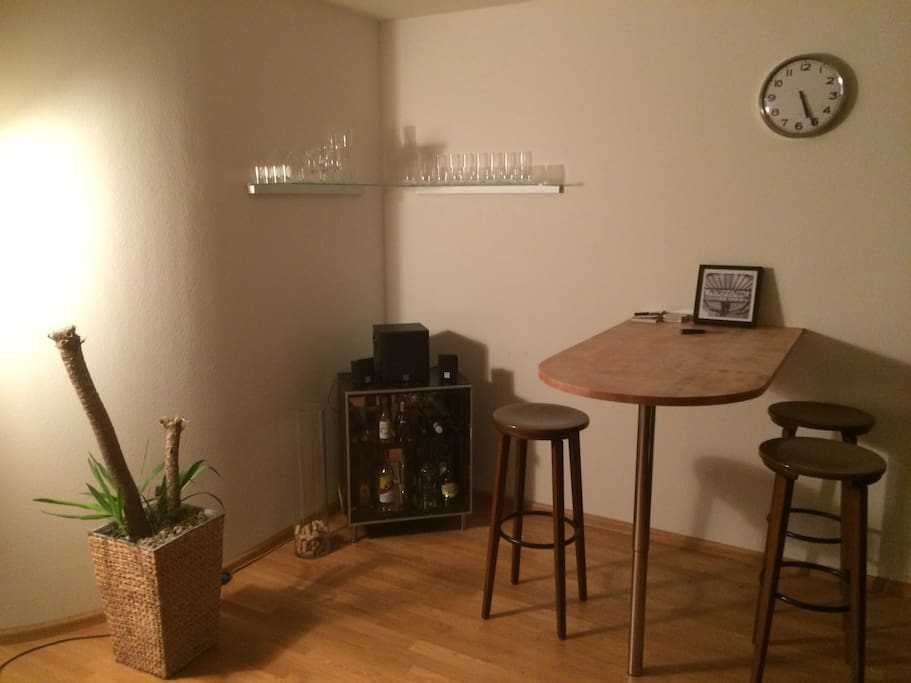 The bar in the living room
