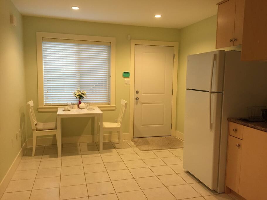 Private entrance, kitchen, bathroom, and queen bedroom