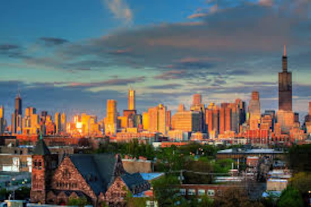 Beautiful skyline views from the living room and roof