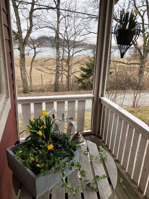 Overlooking the Flottvik bay from the small porch.