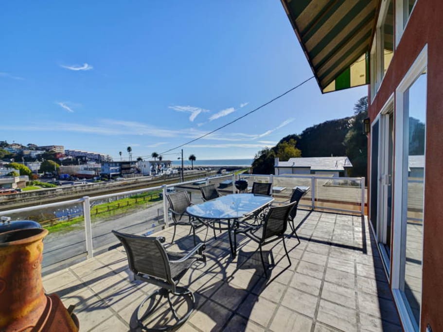 View from top level balcony with outdoor seating. Ideal for Sunset Meal.