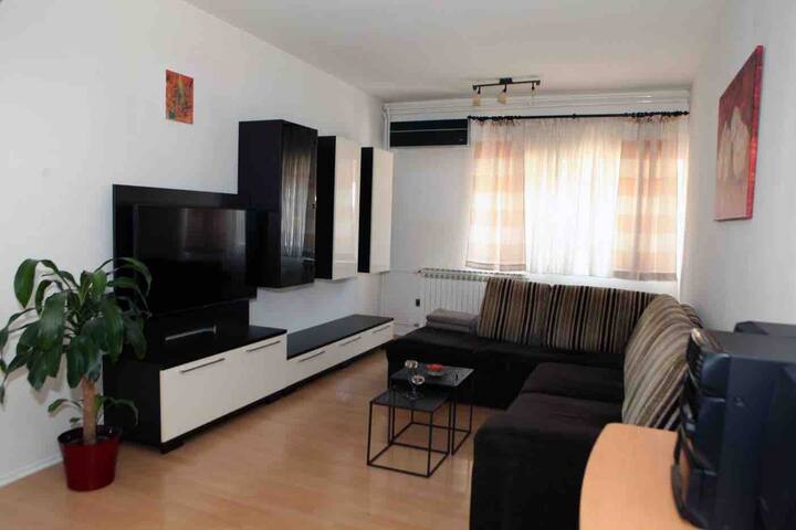 Prostran i udoban dnevni boravak. Kauč je moguće izvući za spavanje. Mnogo knjiga, riječnika, društvenih igara. U regalu se nalaze čaše na stalak za vino i šampanjac, kao i poneki “pozdravni” alkohol.