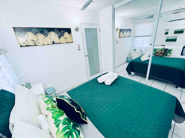 Comfortable queen bed.  