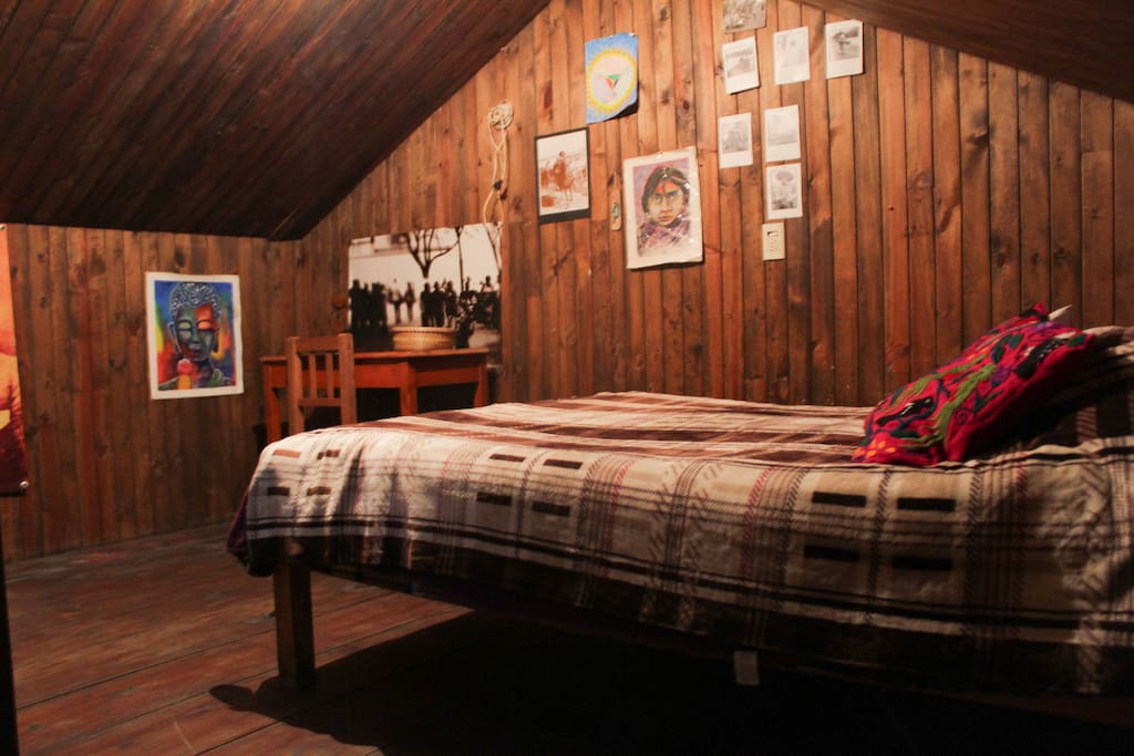 Wooden loft bedroom