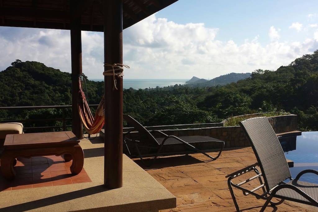 Surrounded by trees, jungle.