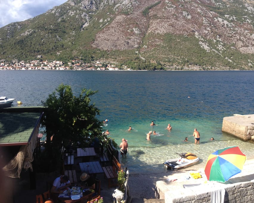 Small beach directly outside