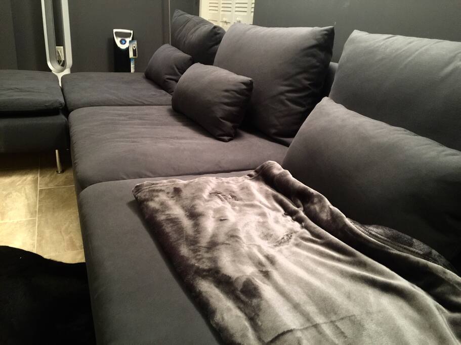 New sofa doubles as a medium firm and comfy bed for one adult.
