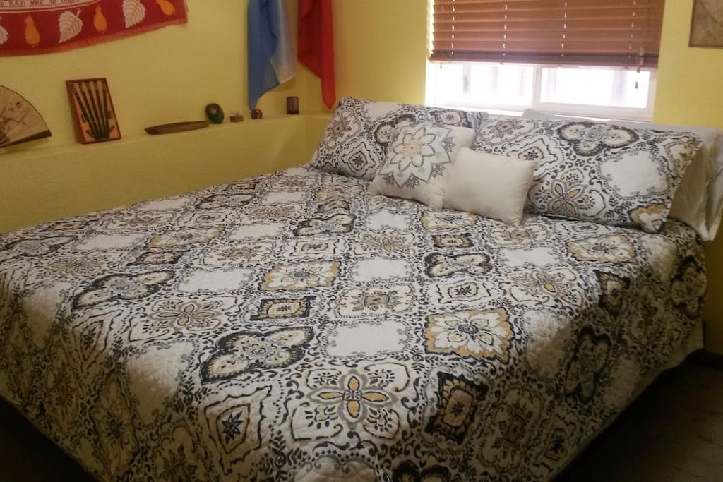 New bedspread and two sets of pillows for lounging. :)