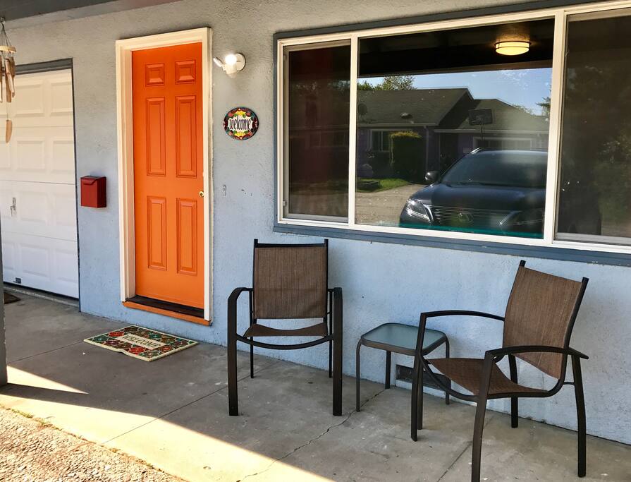 The front area where you can have a cold beer or a smoke