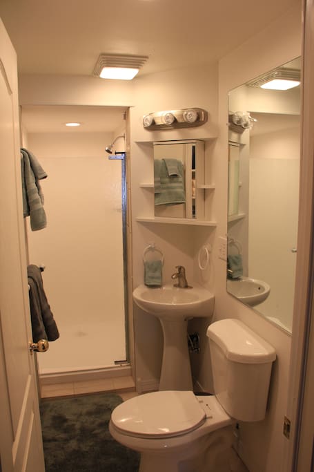 Contiguous private bath is dedicated to your room