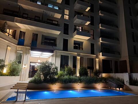 Comfortable apartment right on the beach with a pool.