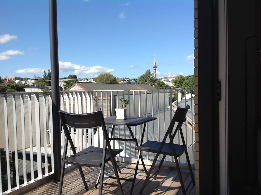 View from the deck to Auckland's Skytower