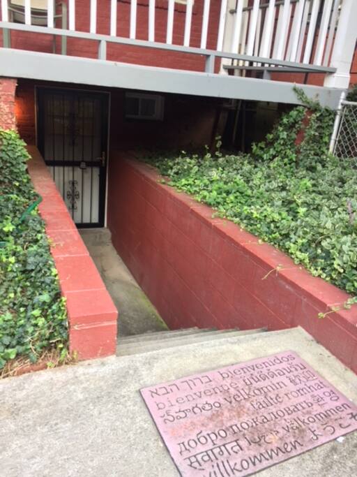 The stairway leading to the rental unit