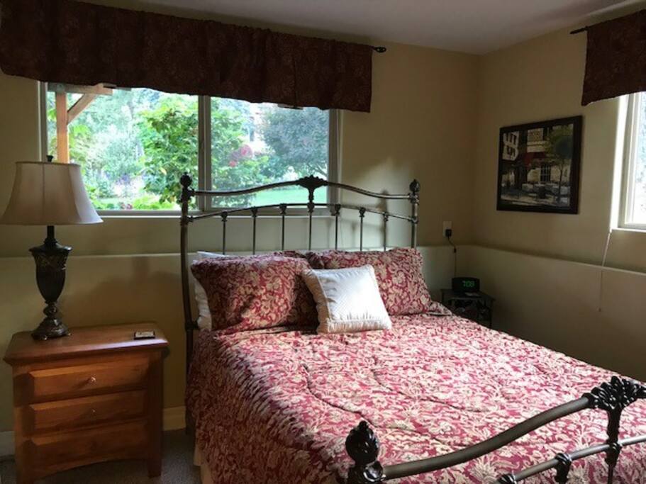 Private bedroom with large closet and dresser.