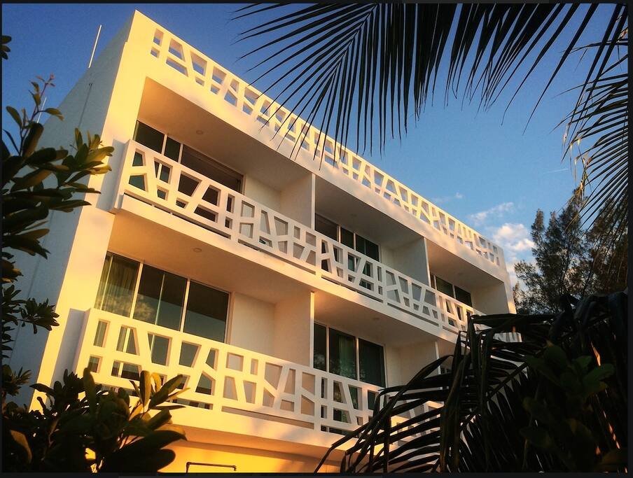 Sunset flooding the guesthouse with warm lighting