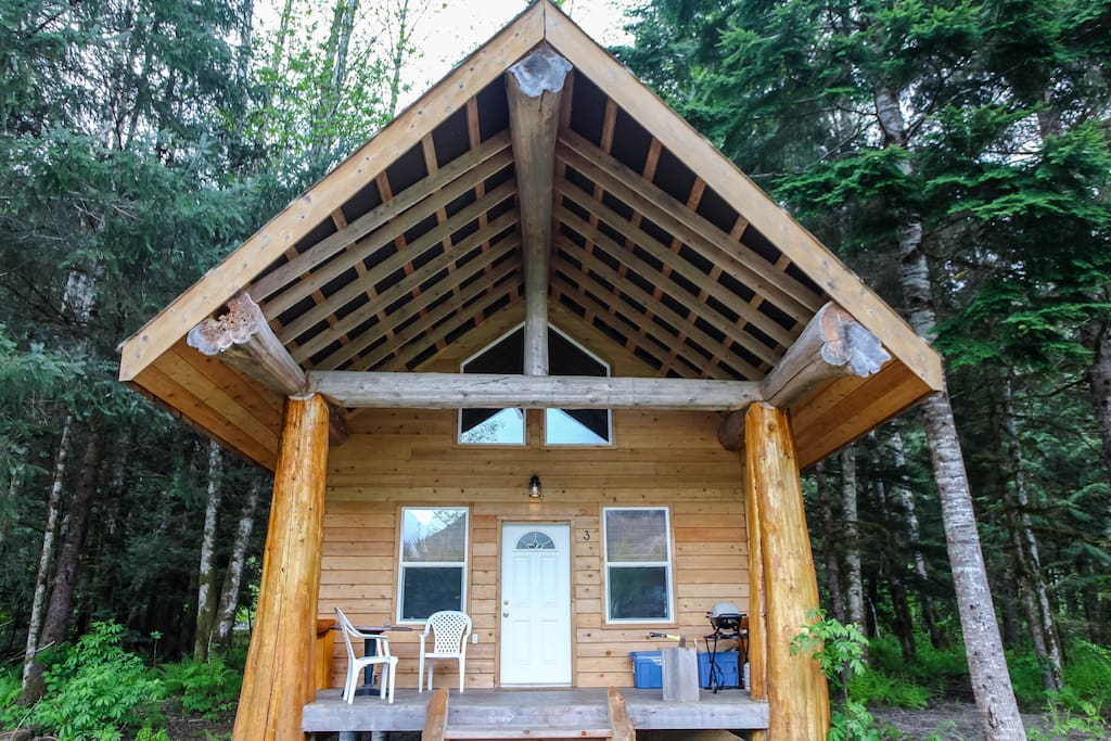 Large overhanging gable to keep you dry no matter what the weather.