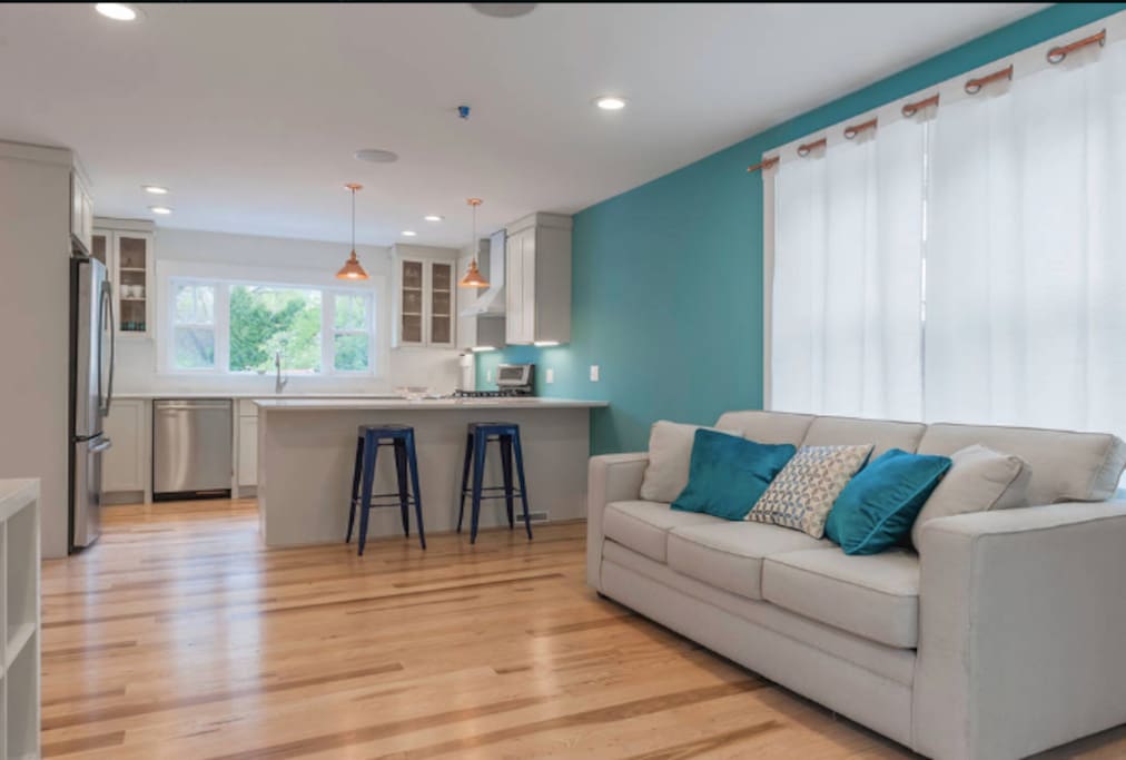 Open kitchen/living floorplan makes our home feel spacious and airy.