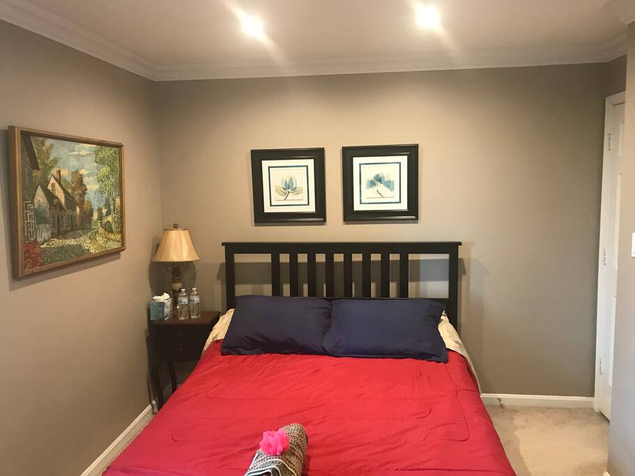 Bedroom with crown molding.