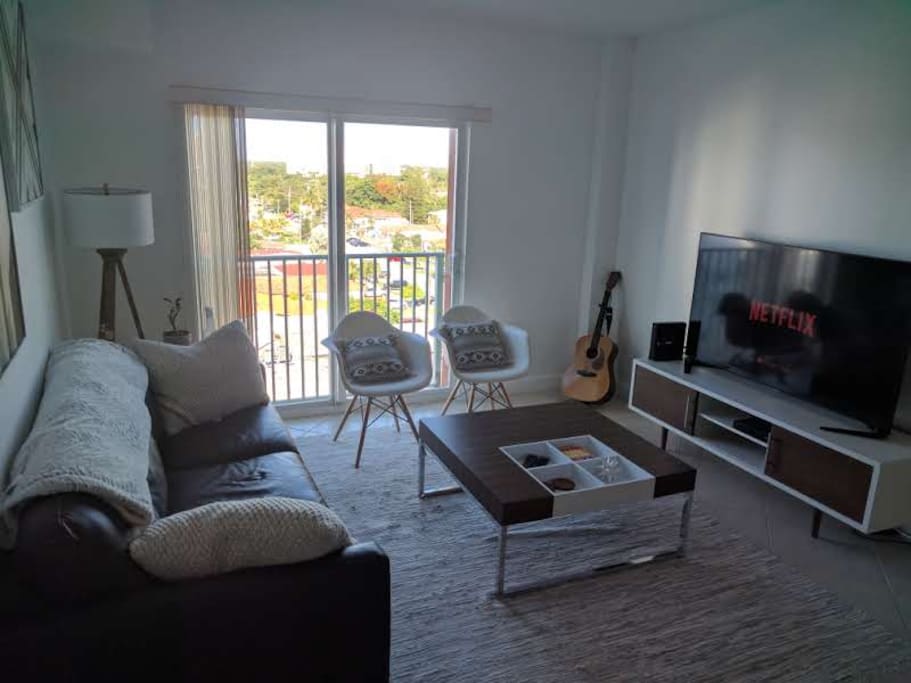Living Room with Couch and 4K TV