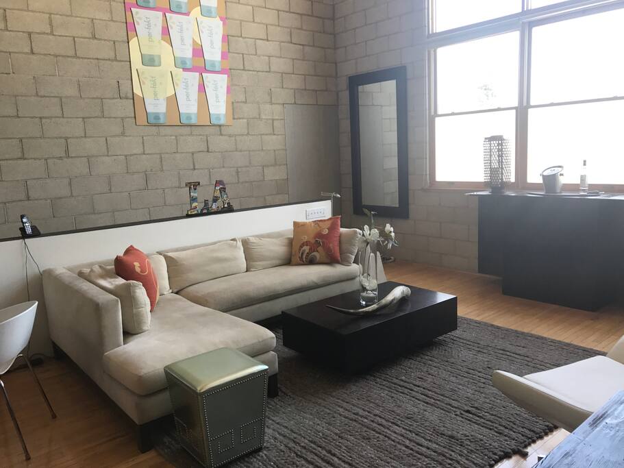 Great room with 30 ft. ceilings