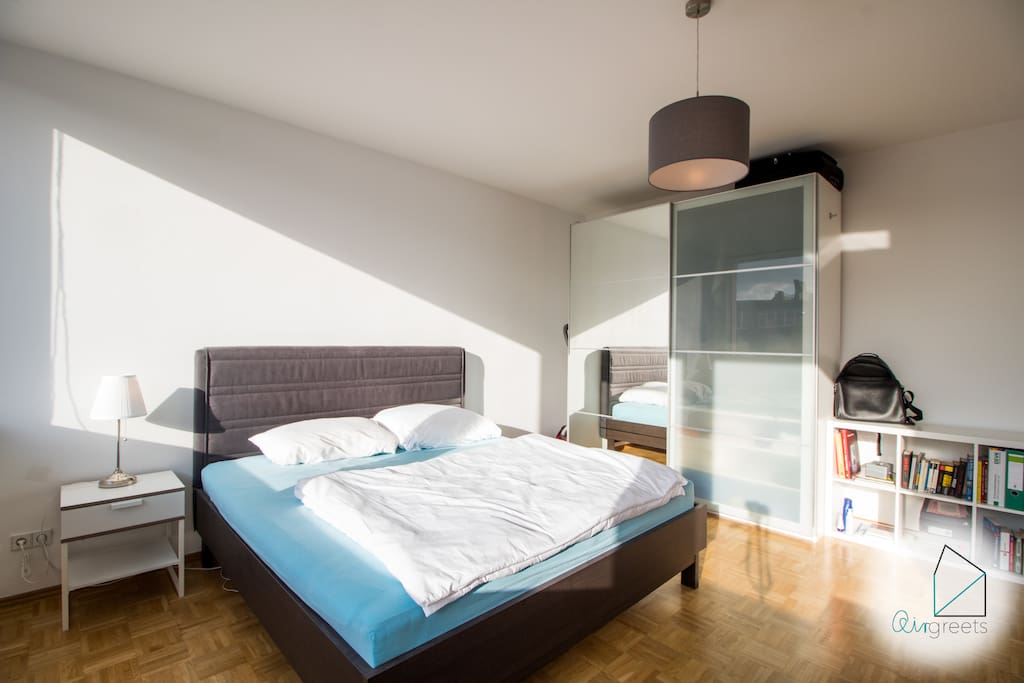 The large double bed offers you enough space.