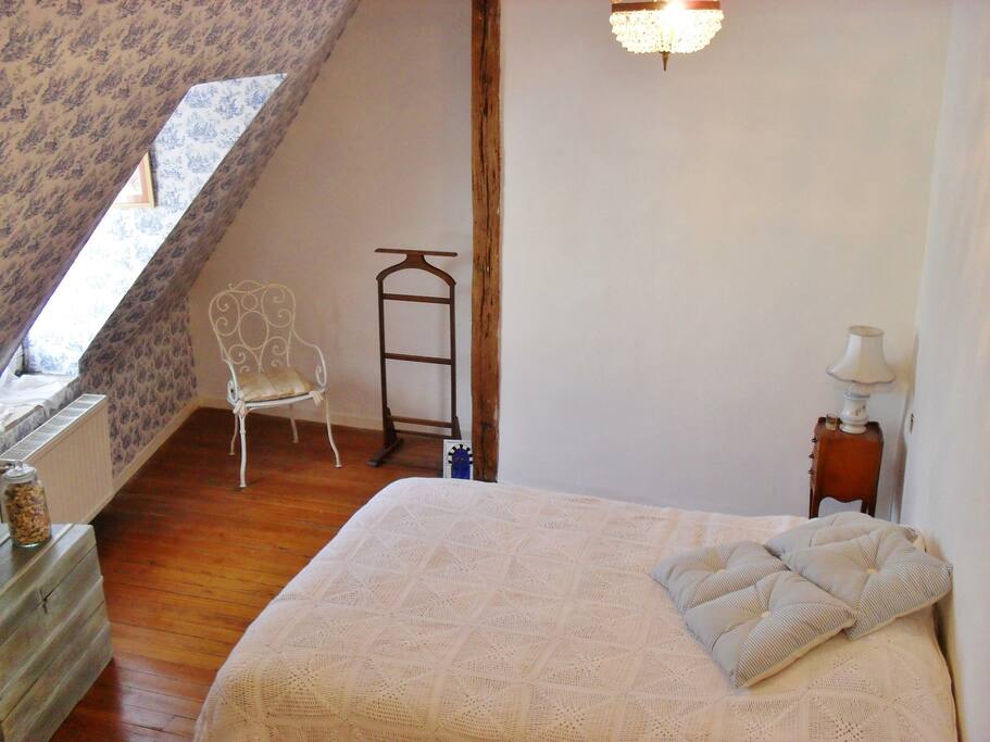 Chambre bleue a lit double
vue sur rue du vieux Mans
