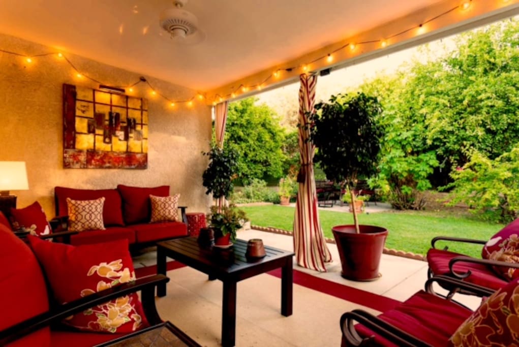 The Covered Patio with its misters is the perfect place to relax on a warm day.