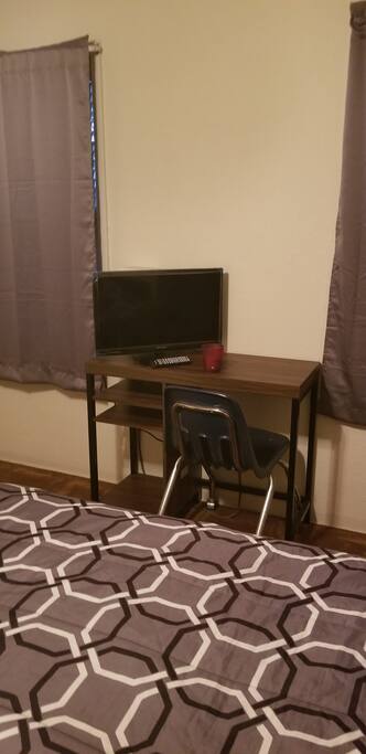 Desk and TV