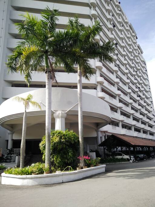 A covered porch and ample parking.