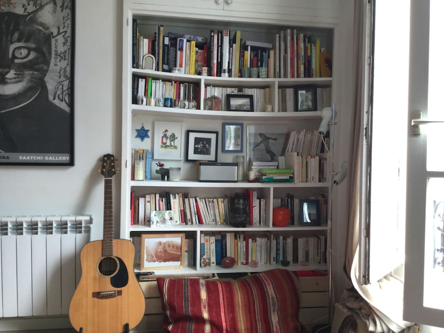 Still the living room. Lots of books, some in english. I've DVDs too.
