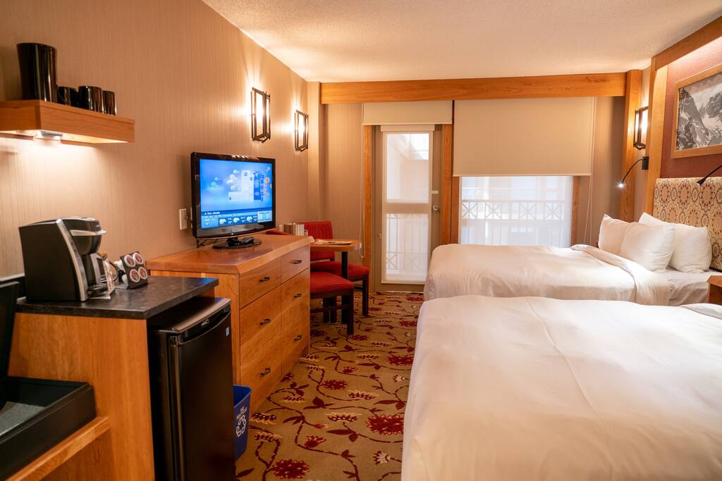 Sit back and watch a movie on the flat-screen TV.