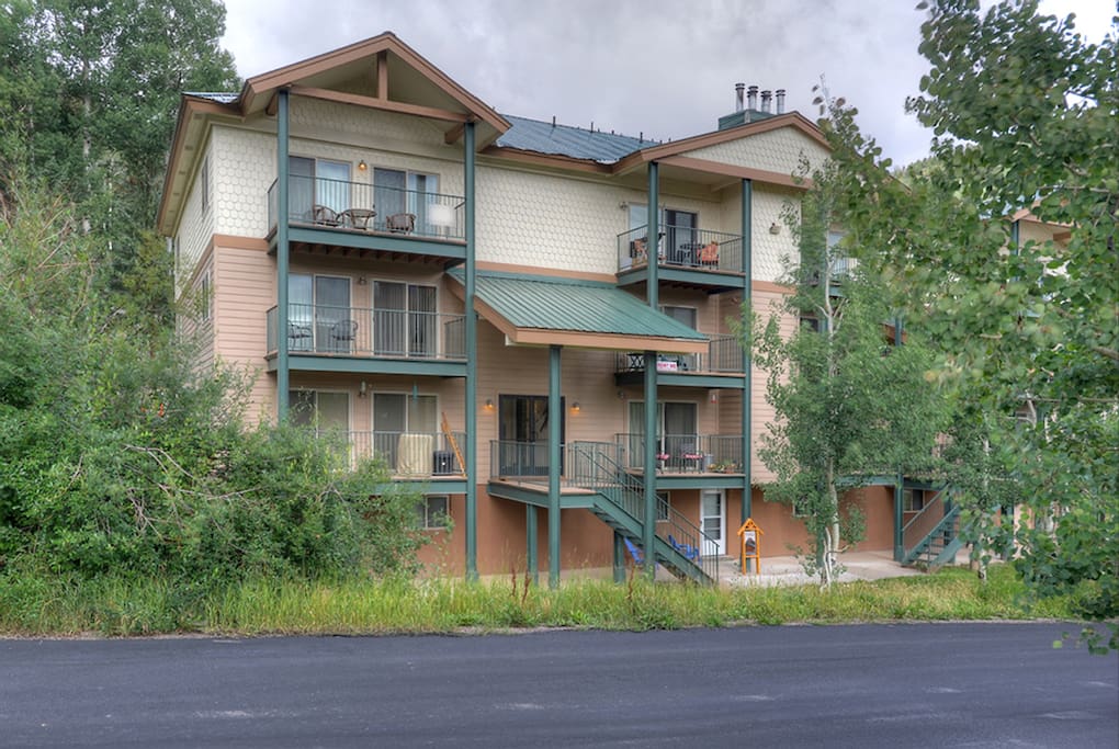 Rear entrance to Vacation rental ski condo at Purgatory Resort in Durango Colorado
