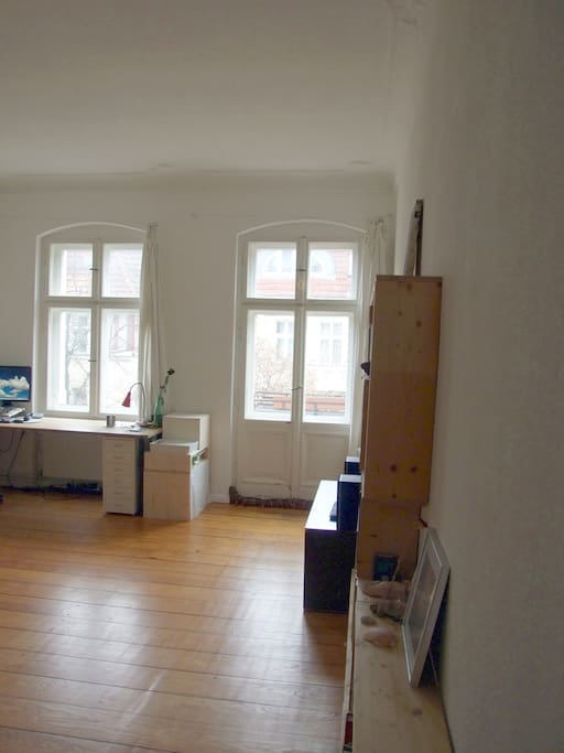 natural sunlight flooding the apartment on a grey day