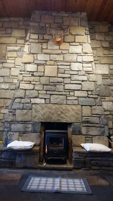 Stone wall in the living room