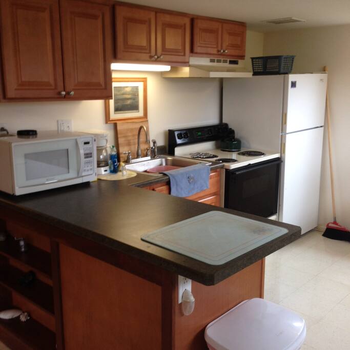 Fully furnished kitchen and fridge for your use.