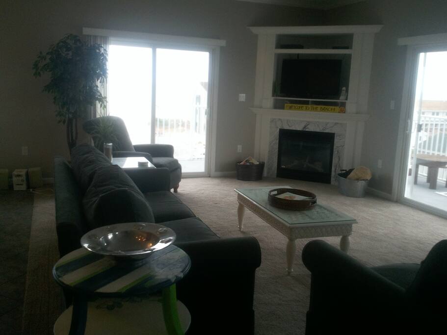 Main family room upstairs with new upholstery and carpet