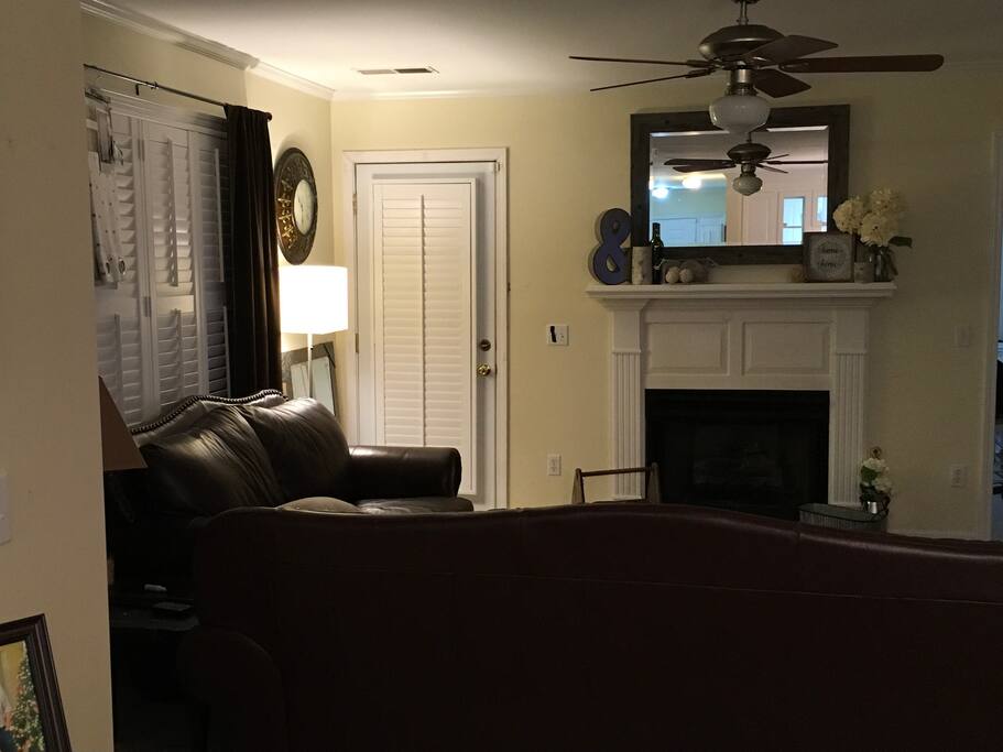 Leather sofa can be used for one more guest to sleep