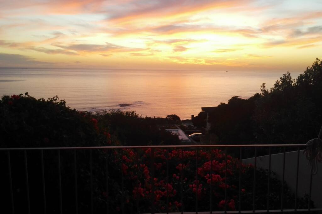 The view of the sunset from the balcony