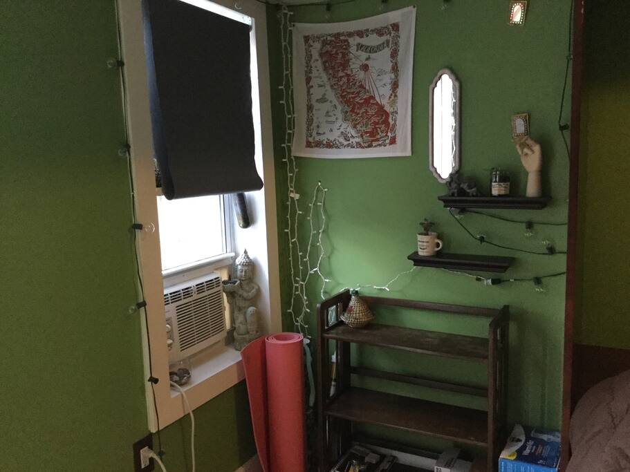 Corner of room with extra storage.