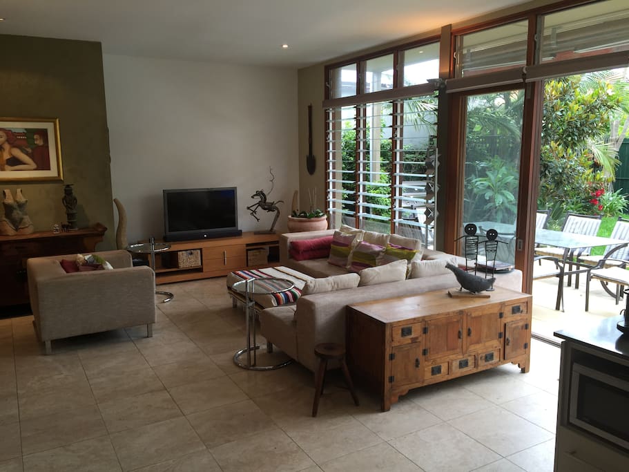 Downstairs lounge room with TV