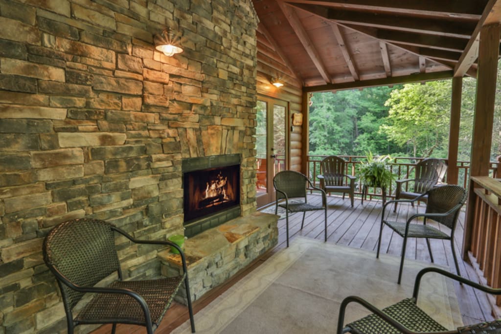 Wood Burning Fireplace on Porch