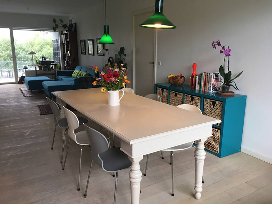 Open plan kitchen and living room.