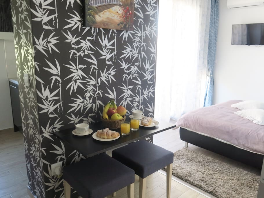 Table in studio apartment
