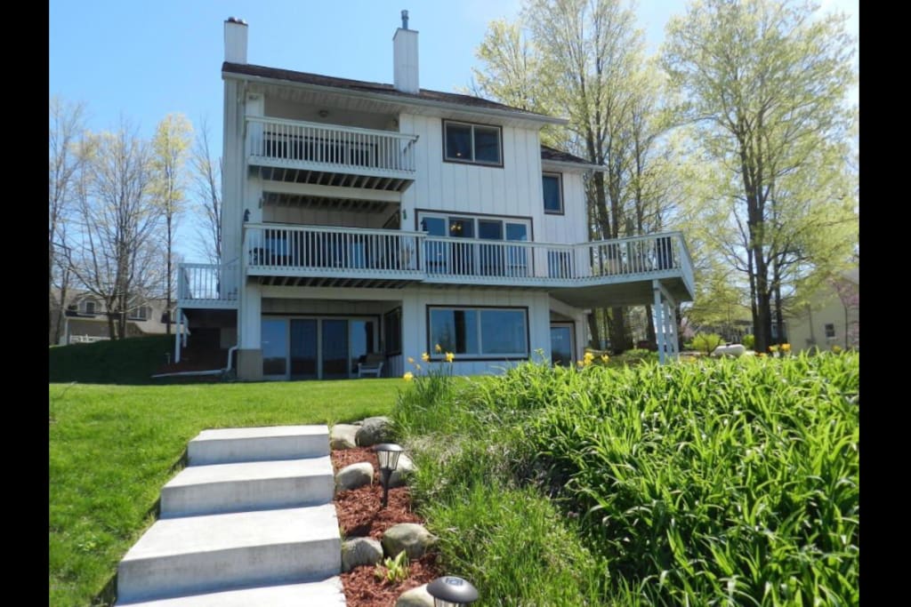 Lakeside view of home