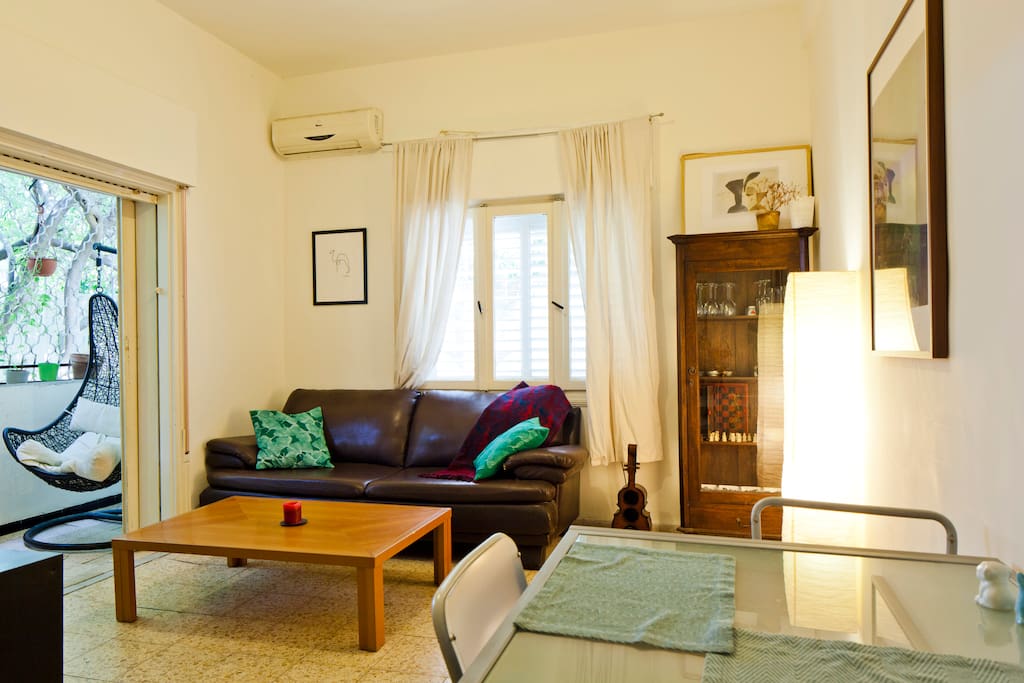 The living room and balcony