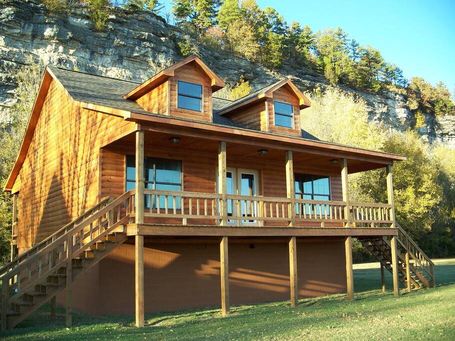 View of back deck over looks the White River